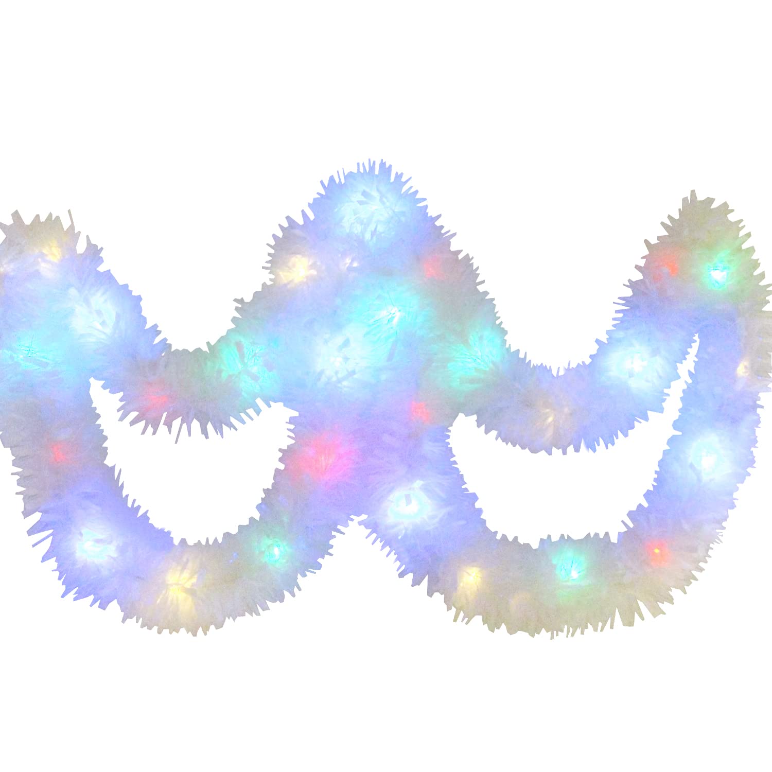 LOKIPA Lighted Snow Christmas Tinsel Garland Decoration,White Lighted Xmas Tinsel Decoration for Christmas Tree - Image 2