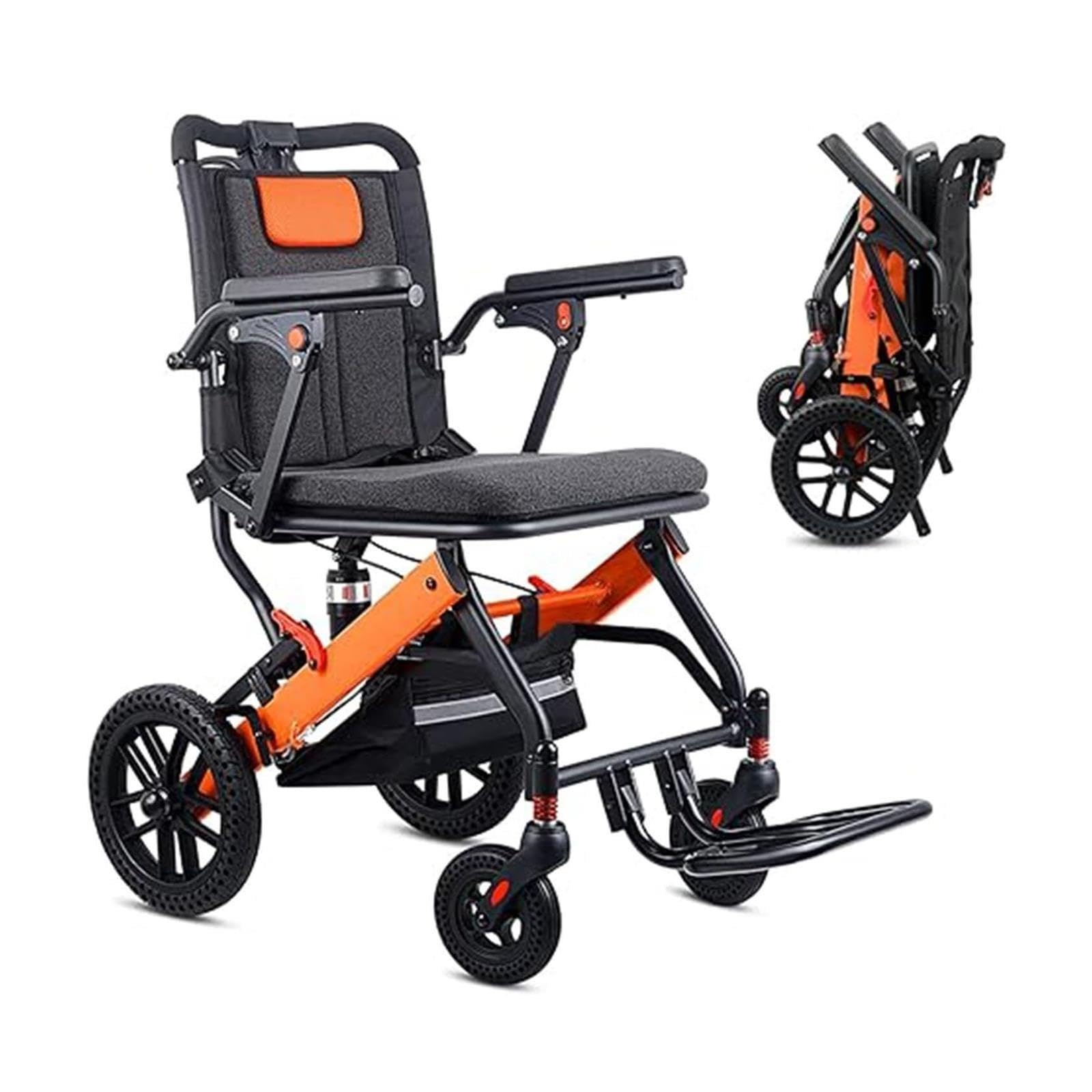 Silla de ruedas de transporte plegable, ligera para viaje