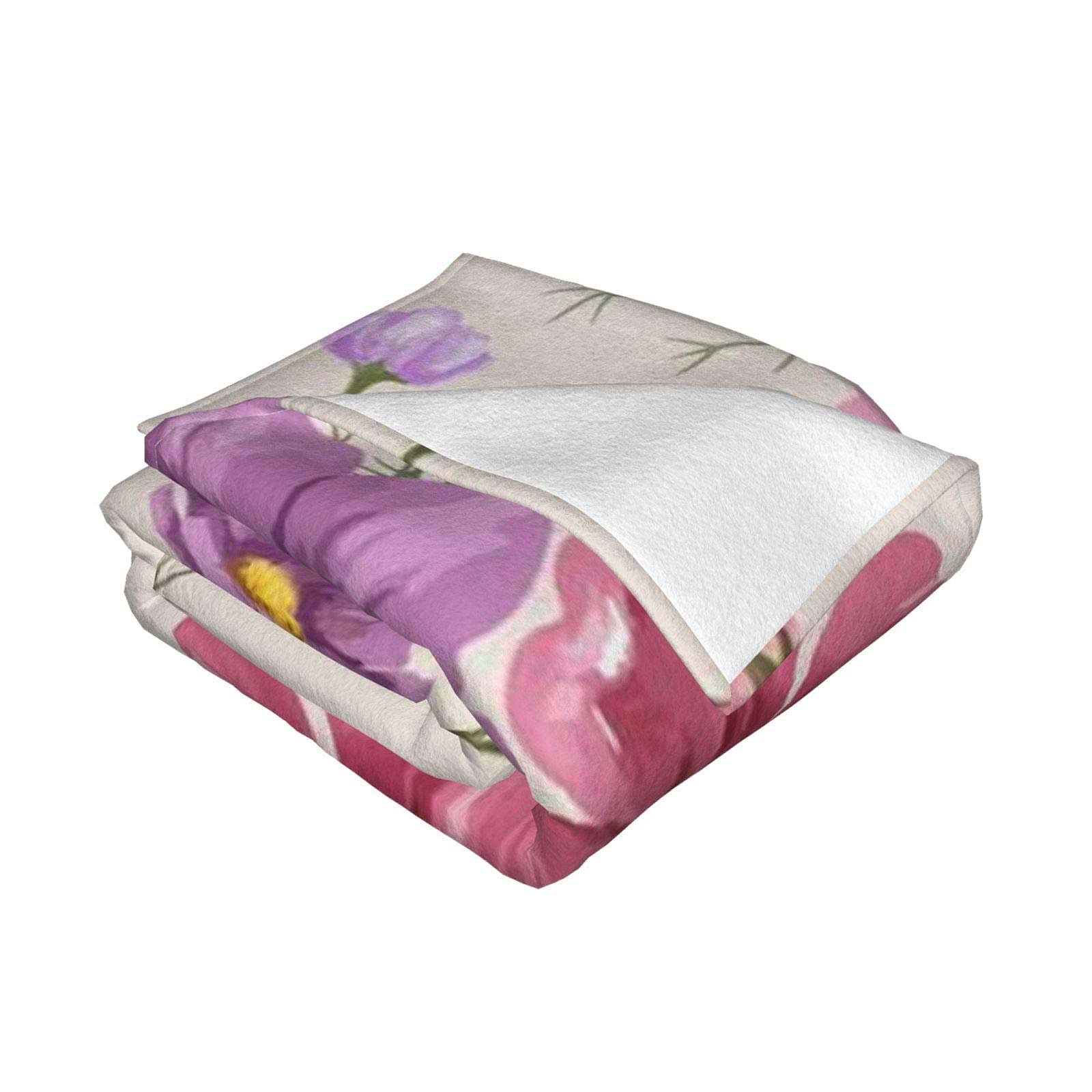 Decke, handgezeichnetes Kosmos-Blumenmuster, warmes Flanell-Fleece, Plüsch, weiche Sofa-Überwurfdecke als Bettdecke/Bettlaken, 150 x 200 cm