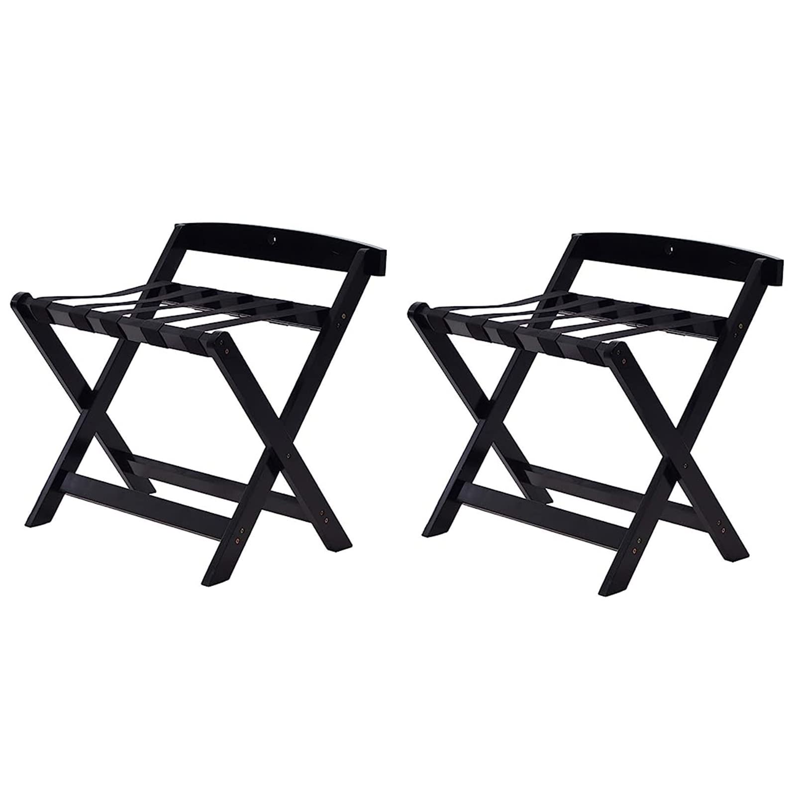 FENOKD Set of 2 Suitcase Stand for Guest Room Folding - Luggage Rack for Guest Room, Wood Luggage Holder Stand, Luggage Storage Shelf with Backrest, for Hotel Home Guest Room Bedroom,Black
