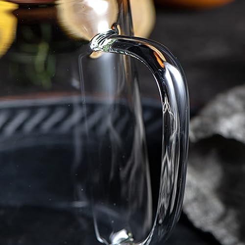 Miniatura 8 de Jarra de agua de gran capacidad, jarra de vidrio vintage con asa, jarra de agua de noche y juego de vidrio, práctica jarra de agua de vidrio para