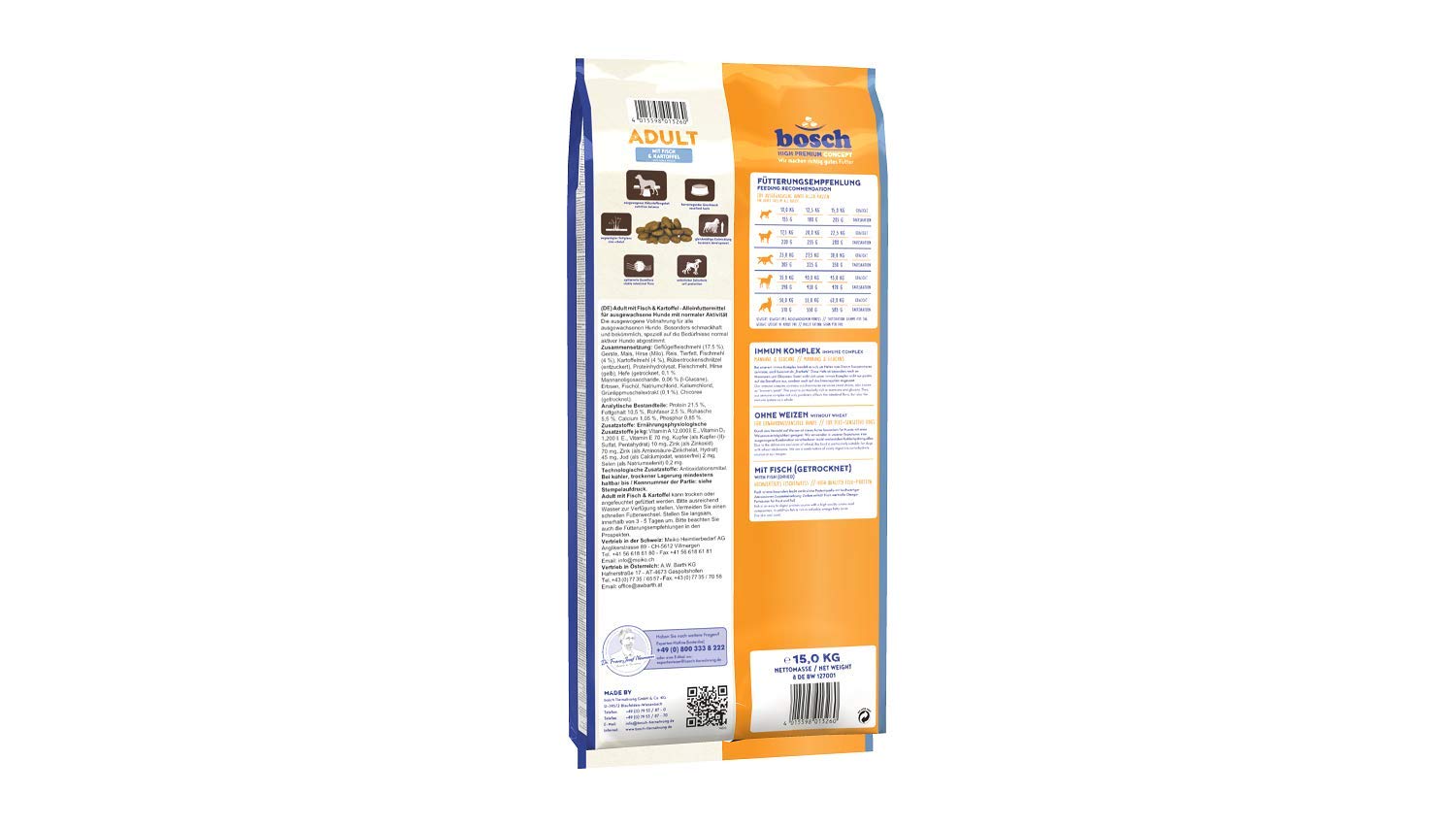 bosch HPC Adult con pescado y patata | Alimento seco para perros adultos de todas las razas | 1 x 15 kg