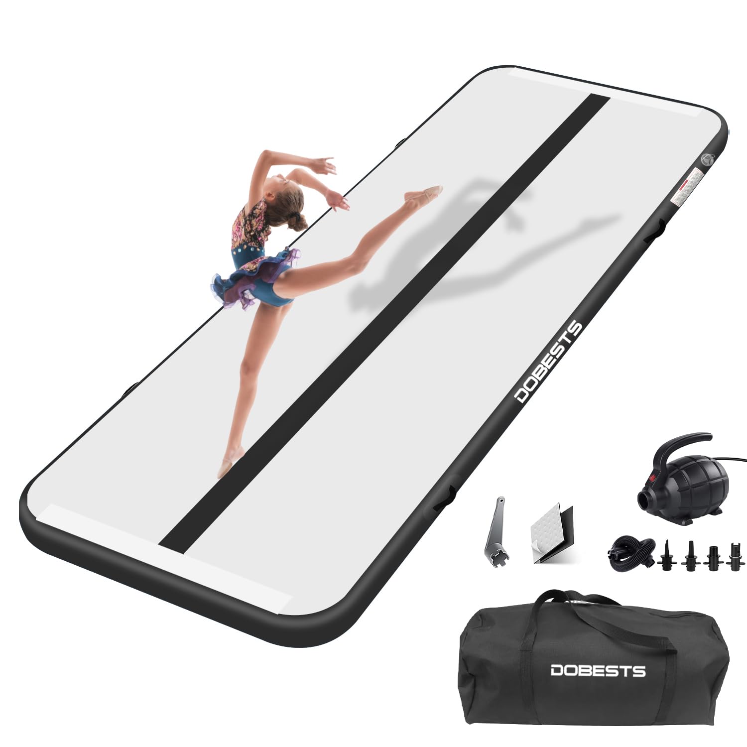 Air Tracking Mat - Tappetino da ginnastica, altezza 10-20 cm, gonfiabile, misura 2/3/4/5/6/7/8 m, con pompa ad aria elettrica