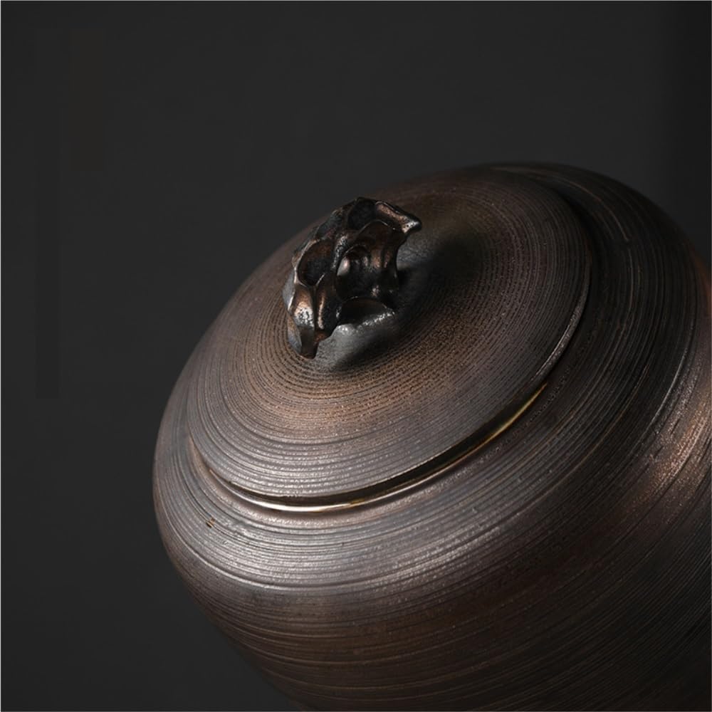 Contenitore per il tè in ceramica, barattolo per il tè sfuso in ceramica con coperchio, barattolo sigillato, semplice, grande capacità, set da tè cinese retrò, barattolo singolo per il tè (B, grande