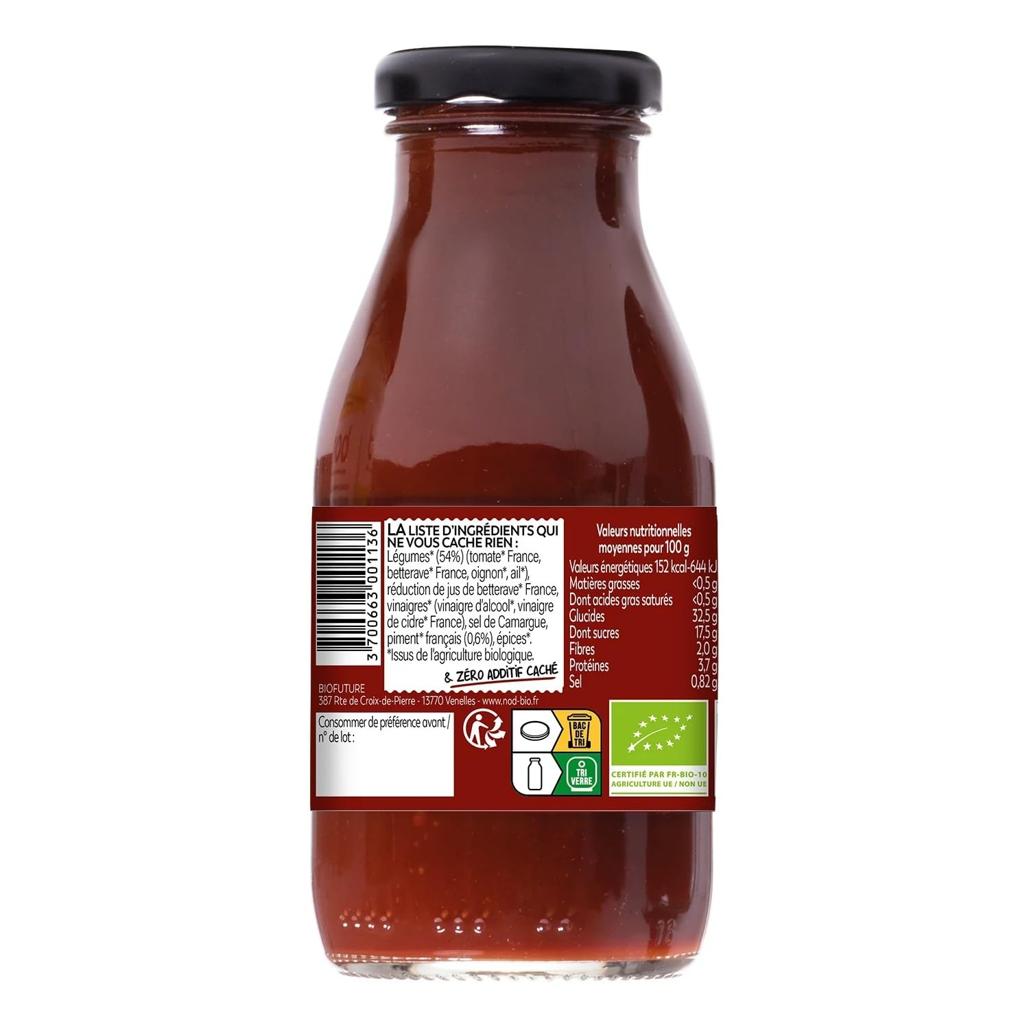 .NOD - Sauce Barbecue Bio - Fumée au Bois de Hêtre · Sans Sucres Ajoutés · Ni Pesticide ni Additif · 98% D'Ingrédients Français · Production en Provence - Le Pot de 290g - Le Lot De 3