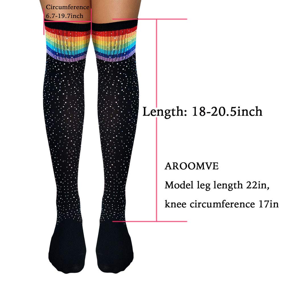 AROOMVE Women's Sparkle Rhinestone Stocking Sexy Shiny Socks Over Knee High Stocking: One Size Style_07