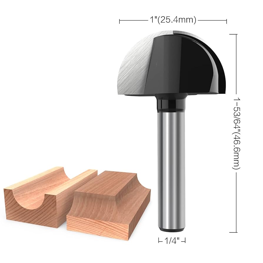 1/4 Inch Shank Cove Core Box Router Bit 1 Inch Cutter