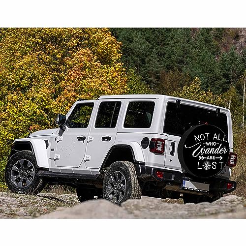 Image of Travel Voyage Spare Tire Cover Not All Who Wander Are Lost Weatherproof Universal Wheel Protectors Camper Tire Covers for Trailer Rv Travel(17 inch)