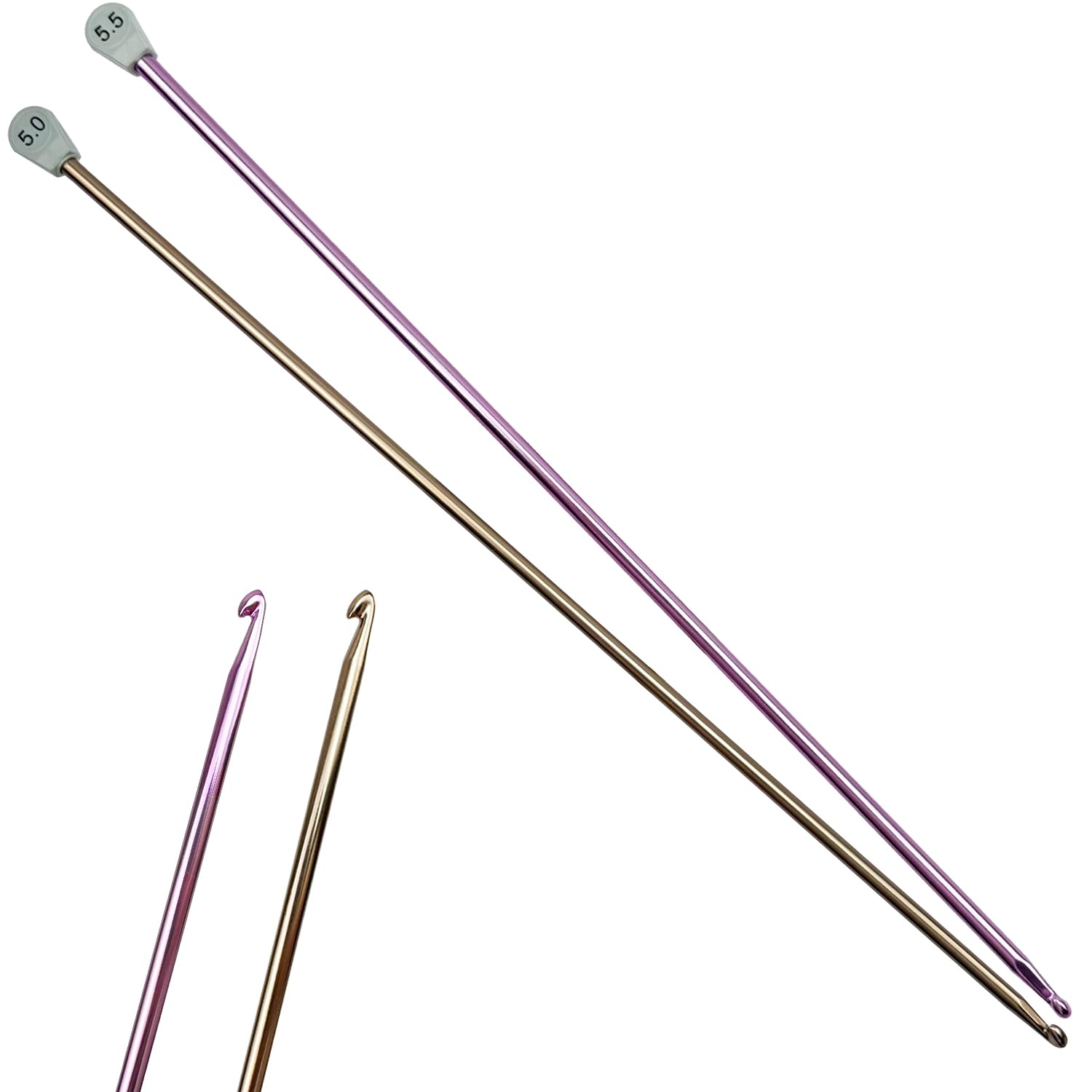 Amazon.com: Hobekoee 2Pcs Tunisian Crochet Hook 5mm 5.5mm,Extra