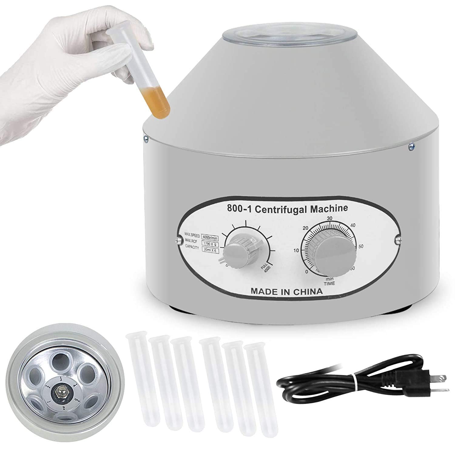 Macchina centrifuga da laboratorio a bassa velocità con timer da 0 a 60 minuti (coperchio da 0 a 4000 giri/min: 20 ml x 6 tubi)