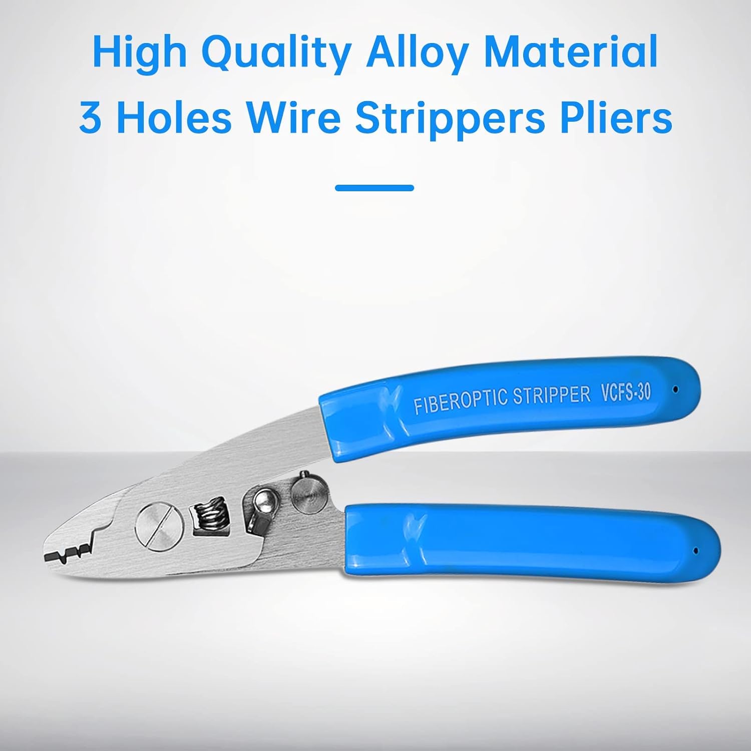 Fiber Optic Stripper 3 Port Hole Fiber Optic Stripping Tool with 6" handle - Hex Key Adjustable For Jacket, Buffer, and 125μm-250μm Coating Stripping