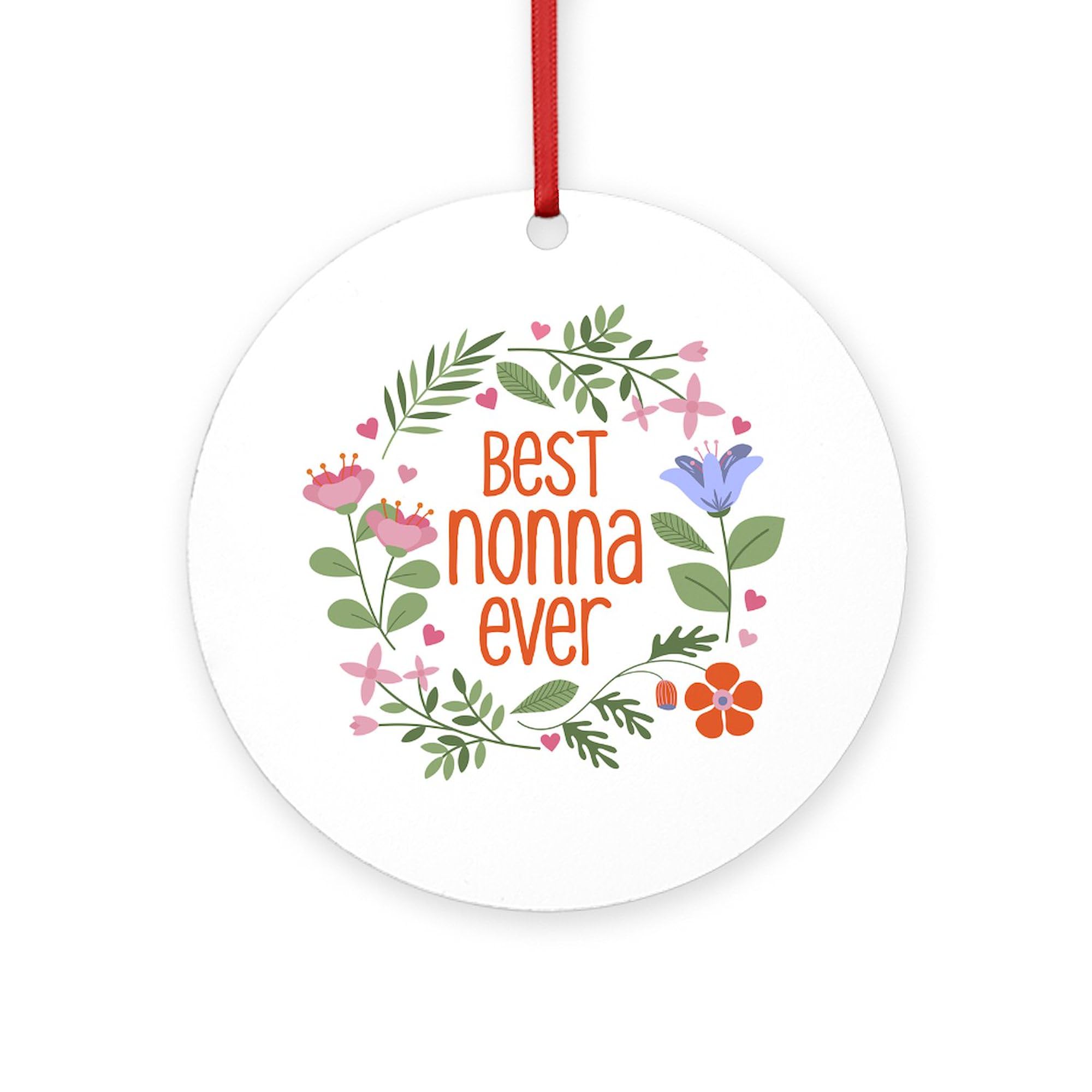 CafePress Best Nonna Ever Wreath Round 4" MDF Holiday Ornament