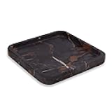 Bey-Berk Robbie Genuine Brown Marble Valet Tray - Luxury Stone Decorative Organizer for Jewelry, Keys & Accessories