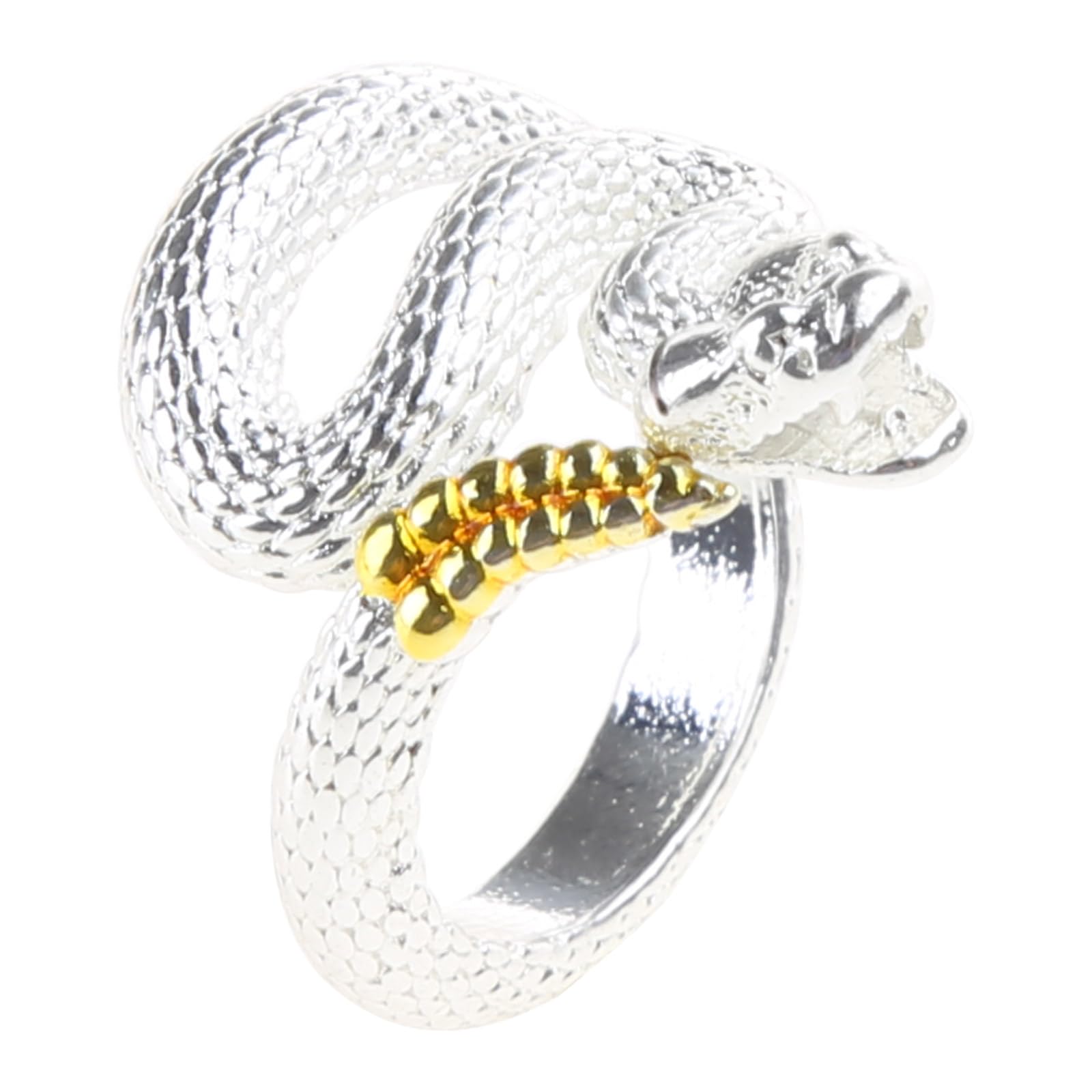 jiingekk Rattlesnake Ring for Women Men Retro Silver Color Snake Female Ring Adjustable Punk Ring Goth Couple Jewelry Gift