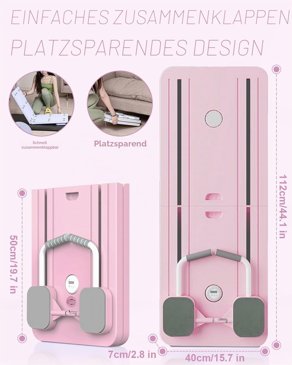 Genérico Faltbares Multifunktions-Pilates- und Bauchmuskeltrainingsgerät, con Rodillo de Abdominales Soporte para Codo, Máquina Ejercicio Abdominal, Rebote Automático y Cuerda Tensión Gimnasio en Casa