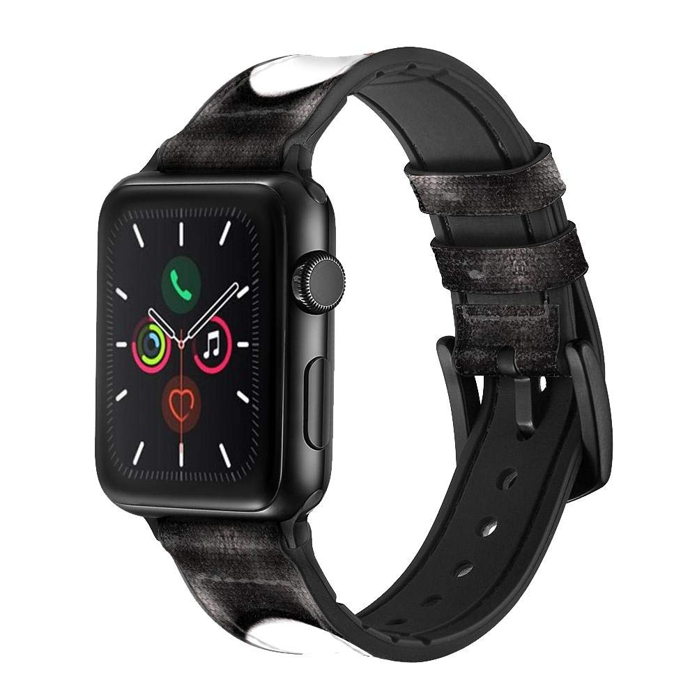 Innovedesire Yin Yang Symbol Bracelet de Montre Intelligente en Cuir et Silicone pour Apple Watch iWatch Taille 42mm/44mm