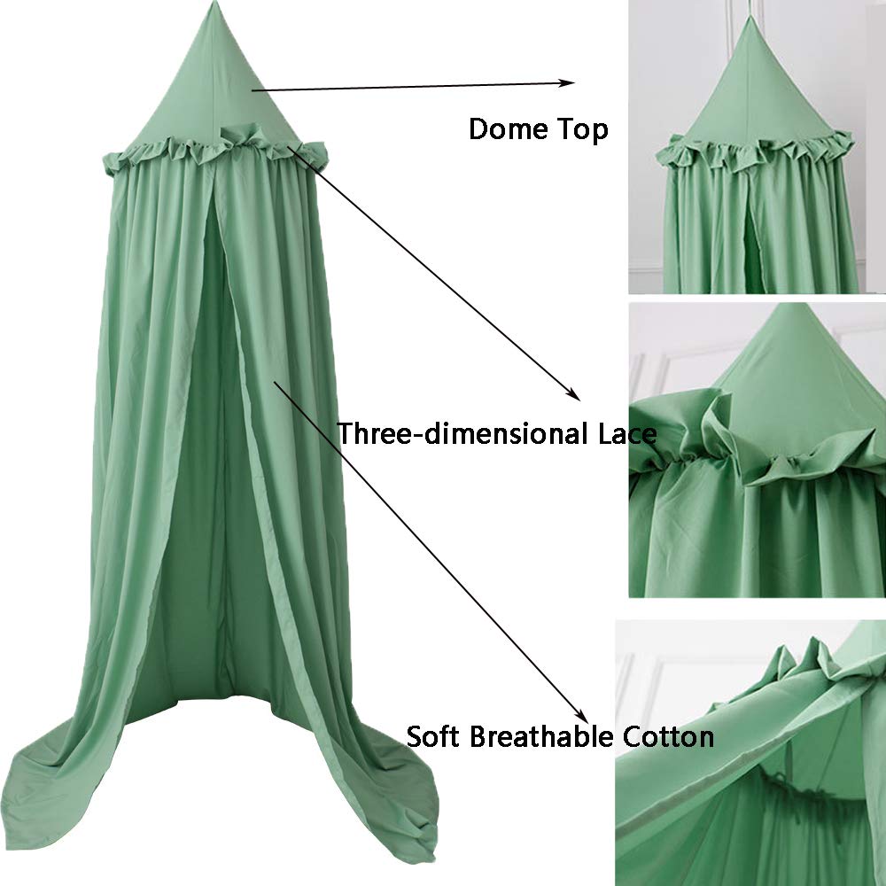 Tenda sensoriale, Baldacchino da Letto in Cotone con Cupola Rotonda, Tenda da Gioco Princess, for la Decorazione della Camera da Letto(Green)
