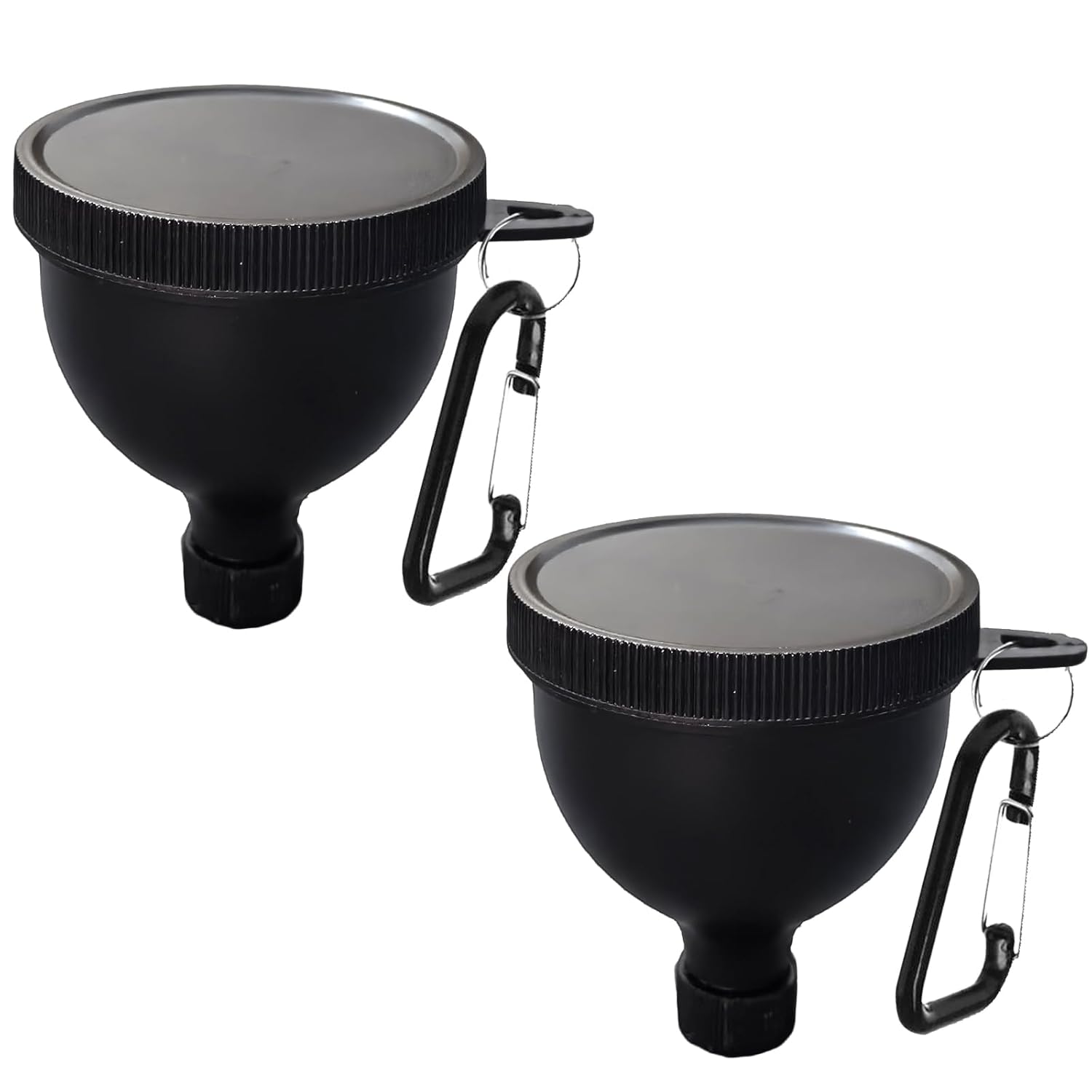 2 Pack Protein Powder Container to Go- 50ml Protein Powder Holder,Mini Funnel with Keychain and Keyring for Gym, Workouts, Fitness and Traveling (Black-UPG, 100ml)