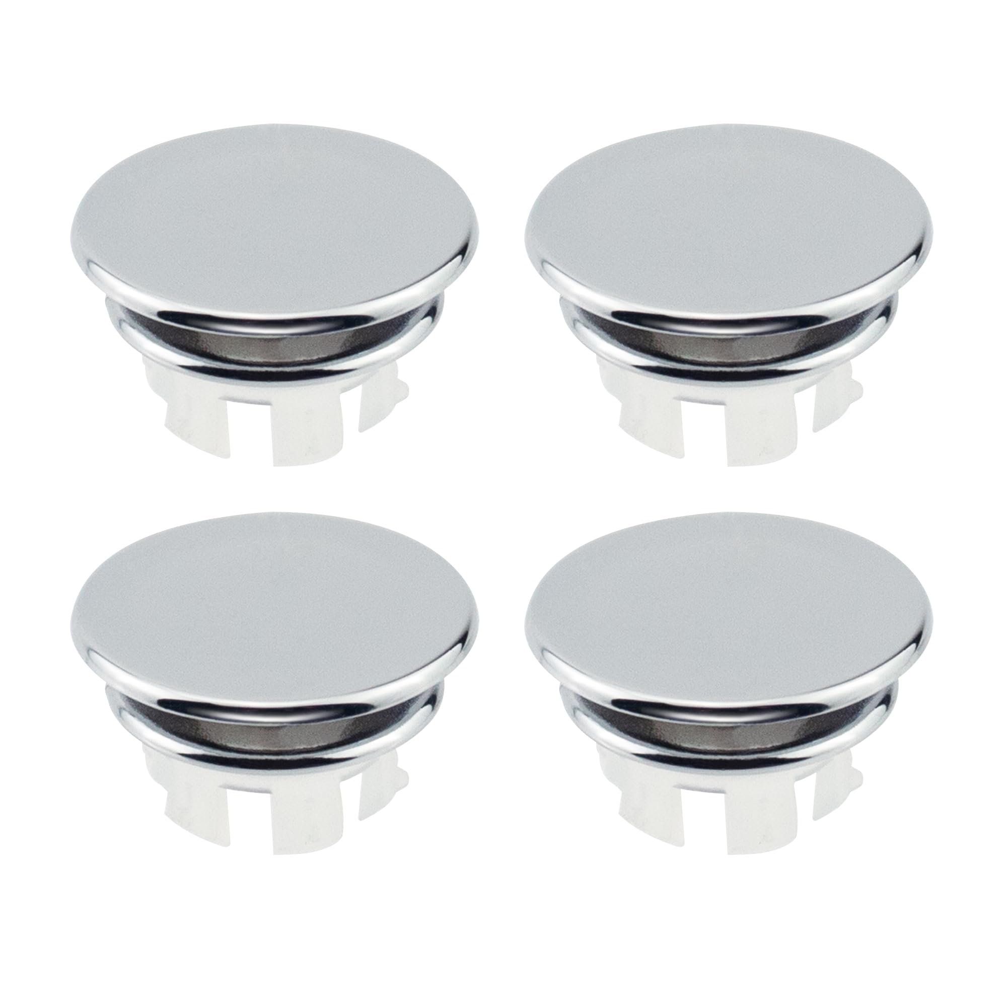 Quacc 4 PCS Sink Overflow Covers, Silver ABS Plastic, 35mm Diameter, Bathroom Sink Drain Covers