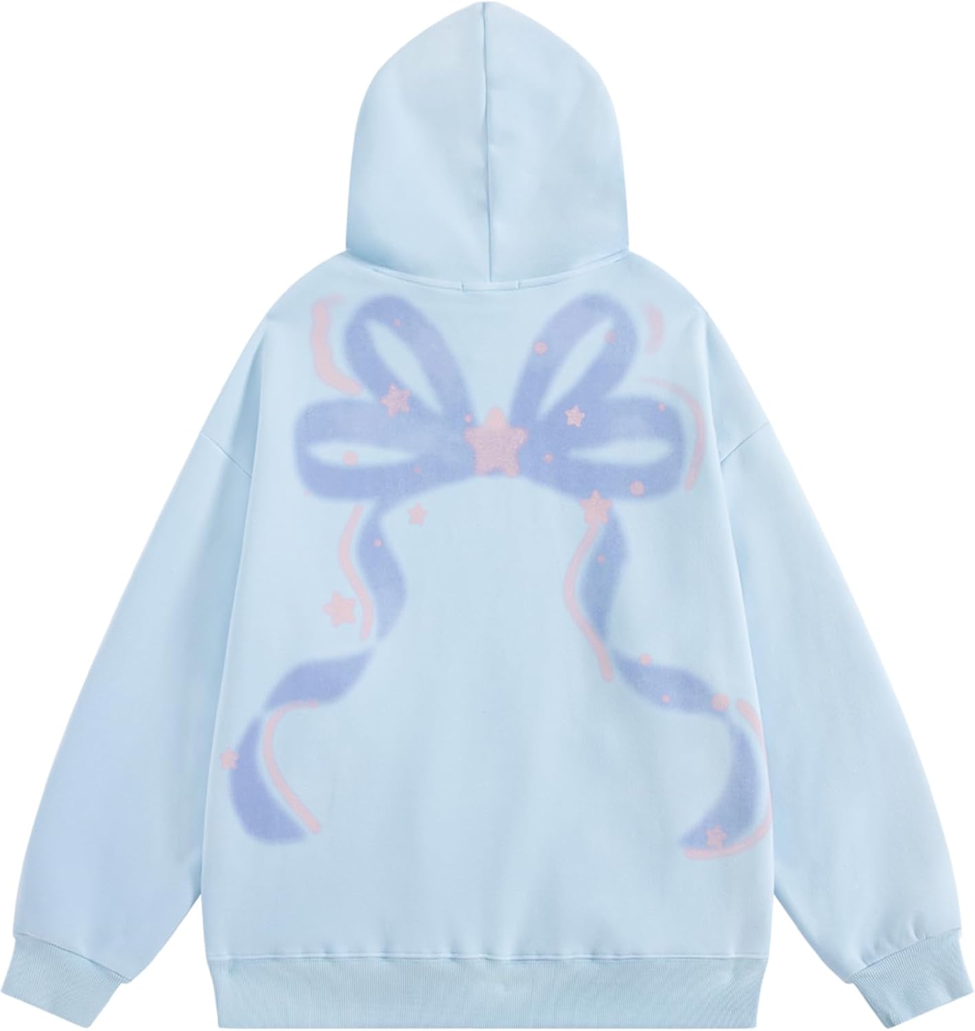 Aelfric Eden Womens Graphic Hoodies Blurring Bow Star Pullover Hoodie Unisex Oversized Y2K Cute Hooded Sweatshirt - Image 4