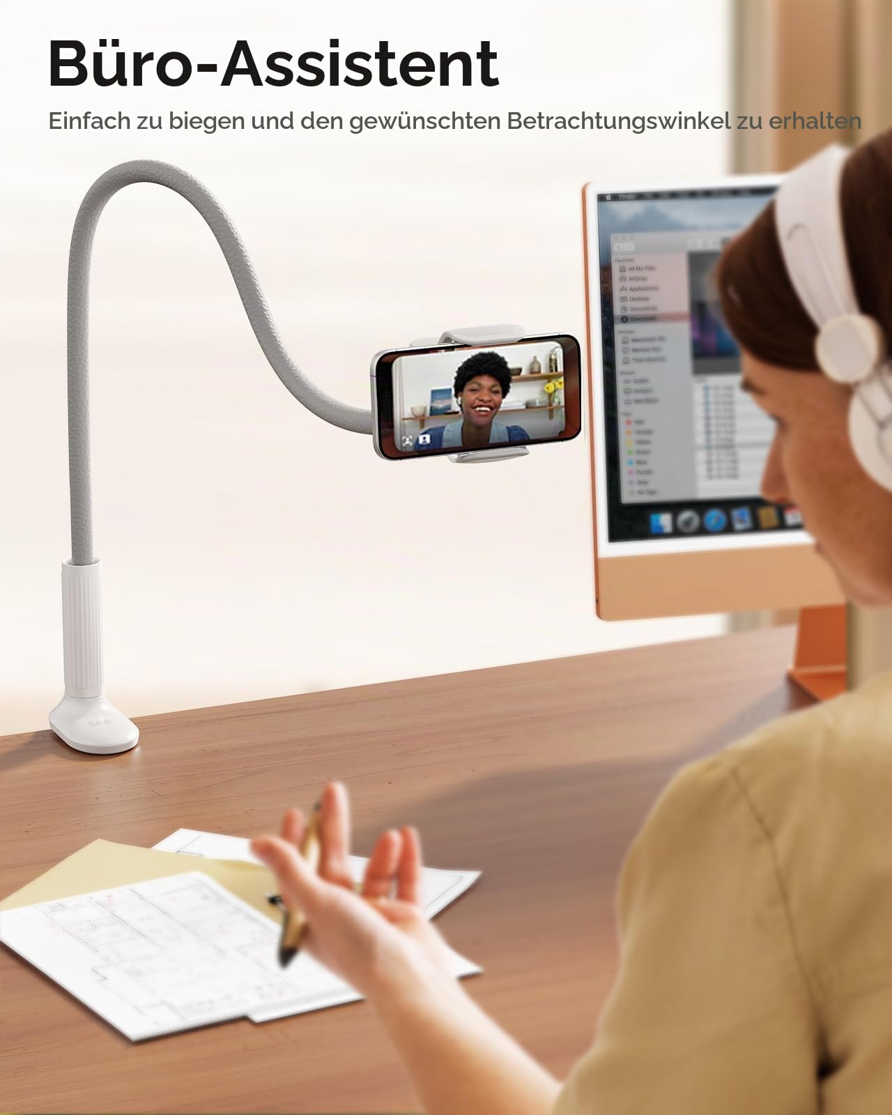 SAIJI Handy Halter für Bett, Schwanenhals Handy Halterung