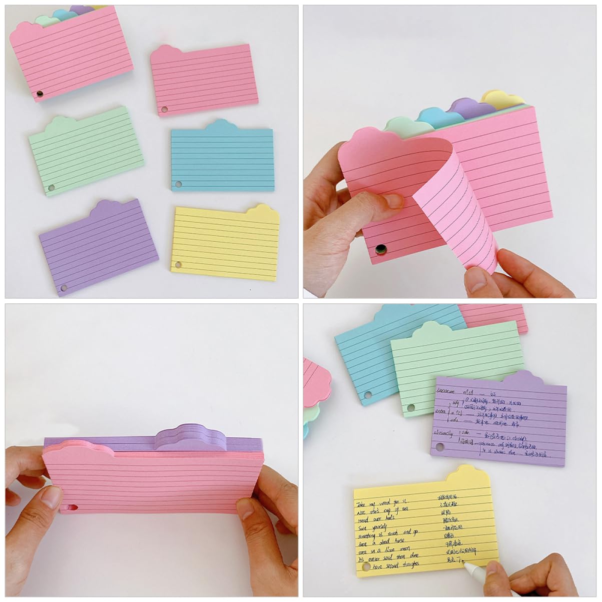 DOITOOL 5 Sätze Vokabelheft Aus Notizpapier Farbe Flashcard Leere Karten Materialien Mit Index Klebrig Studenten Farbig Lernen Revision Karteikarte Bunt Rosa Wolke Memo 125 Blätter * 5