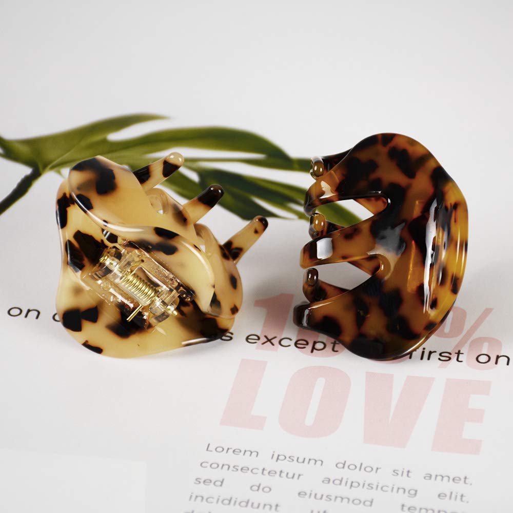 4 Pack 2.1 Inch Hair Claw Clips Tortoise Shell Cellulose Acetate Resin Hair Barrettes Medium French Design Hair Jaw Leopard Print Fashion Hair Styling Accessories for Women Girls - Image 7