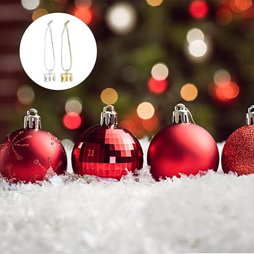 Miniatura 5 de WEBEEDY 400 piezas de adornos de Navidad, tapas de adorno doradas y plateadas, reemplazo con cuerdas de colgador, juego de cordón para decoración de