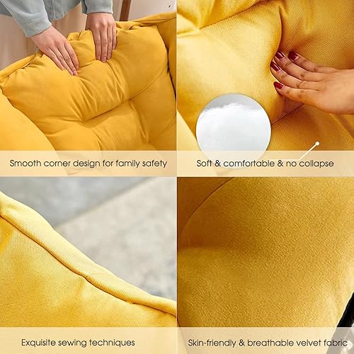 Miniatura 4 de Axonl - Silla perezosa con otomana, sillas modernas para sala de estar, cómoda silla de lectura con reposapiés, sillón con bolsillo lateral para