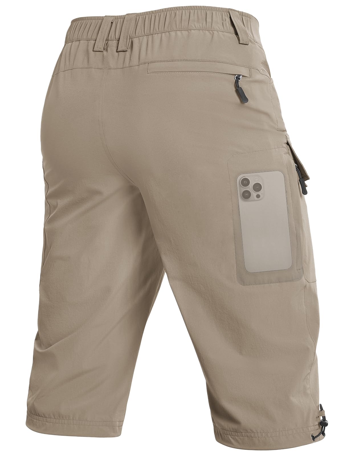 Moosehill Short 3/4 pour homme, cargo, bermuda, short de plein air, 6 poches, léger, imperméable, pantalon cargo, pantalon de randonnée, pantalon de travail, VTT, sports de plein air, short d'été