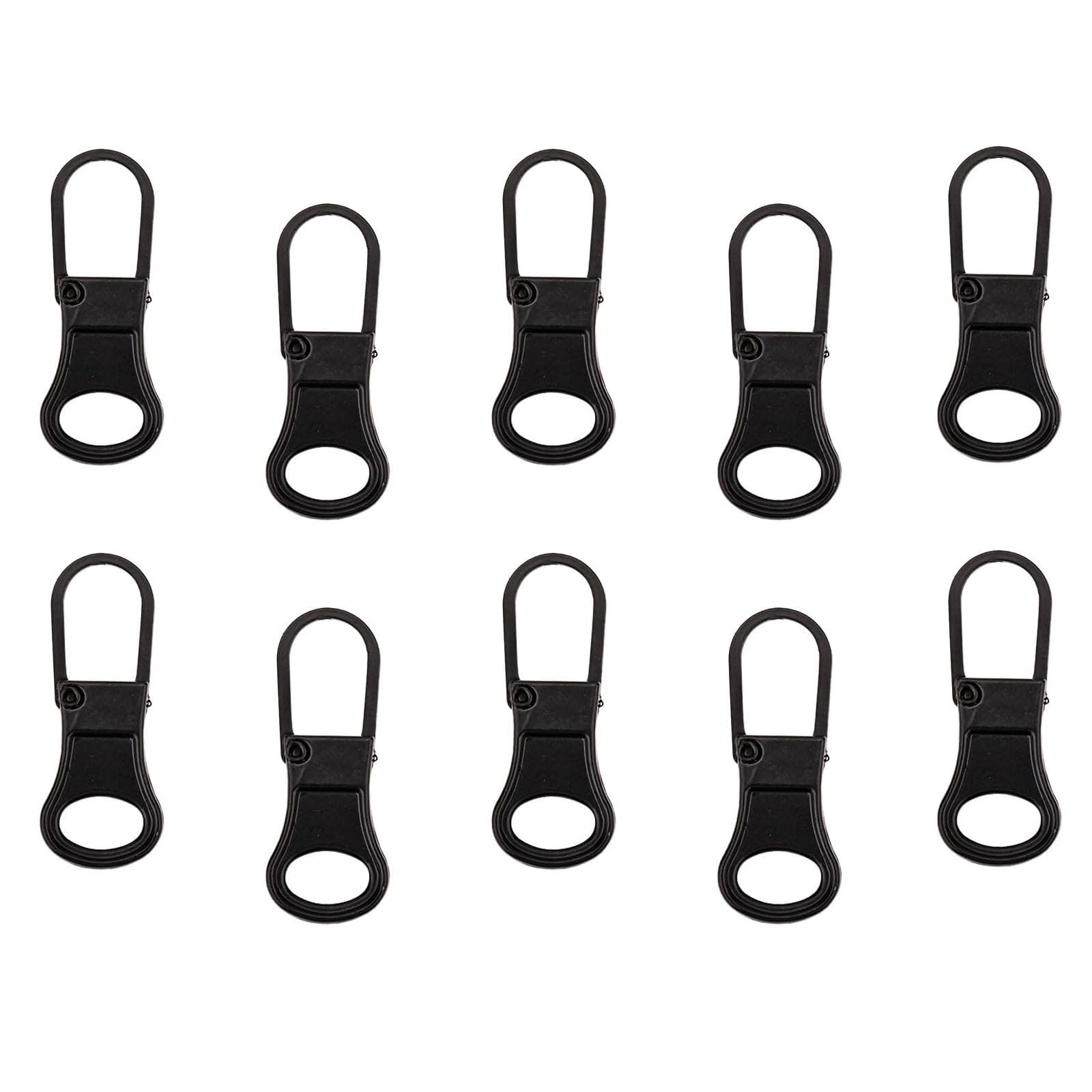 Zipper Pull Replacement, Zip Pullers Detachable Zipper Tab Repair Handle Mend Fixer Zipper Head Metal Zipper Slider Fix Cord Extender for Clothing Backpack Jackets Pants Boots Luggage (10pcs Black)