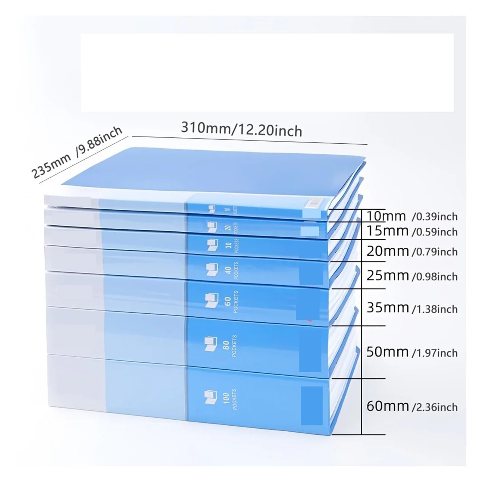 1 confezione da 10-100 pagine con cartella informativa, busta portadocumenti inserti multistrato A4(1pcs-blue-60pages)