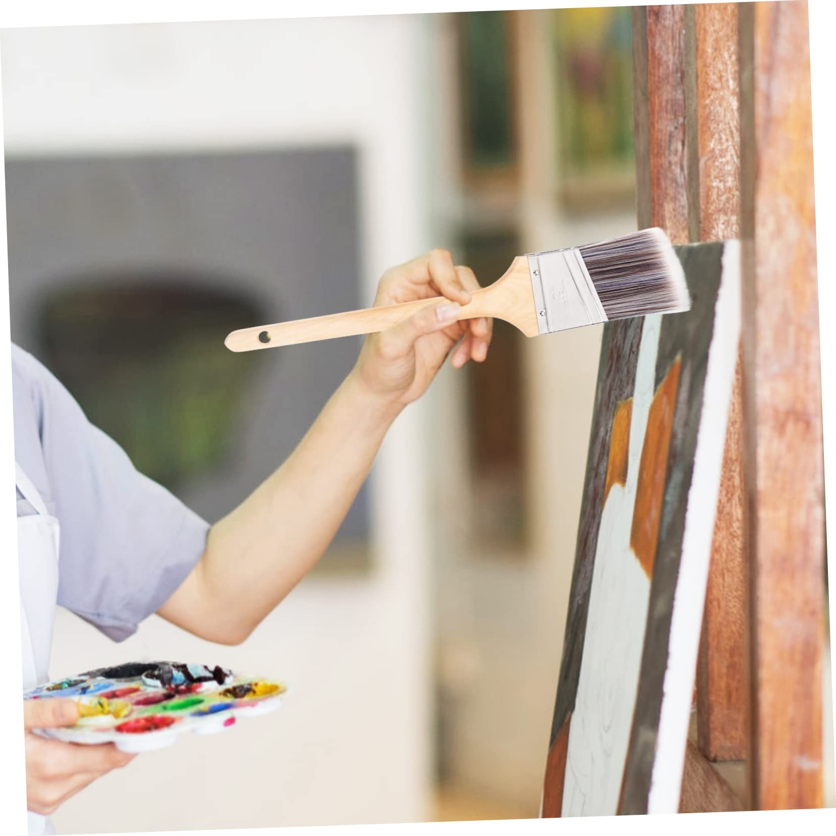 Pennelli per Dipingere Manico in Legno, 4 Pezzi per Pittura