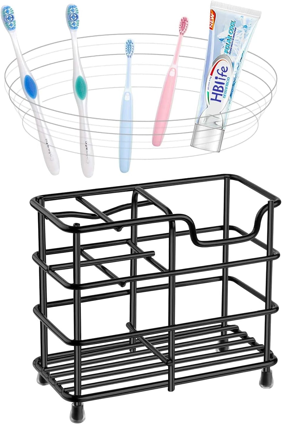 HBlife Small Toothbrush Holder Wall Mounted for Bathroom, 5 Slots Silver Stainless Steel Bathroom Accessories Organizer for Small Spaces