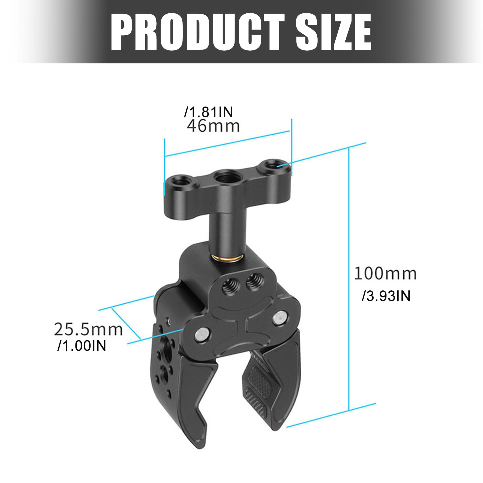 Super zacisk krabowy z otworem gwintowanym 1/10.2 cm 3/20.3 cm ramię do montażu na zimnej stopce do stojaka na monitor LED zacisk światła wideo uchwyt kamery