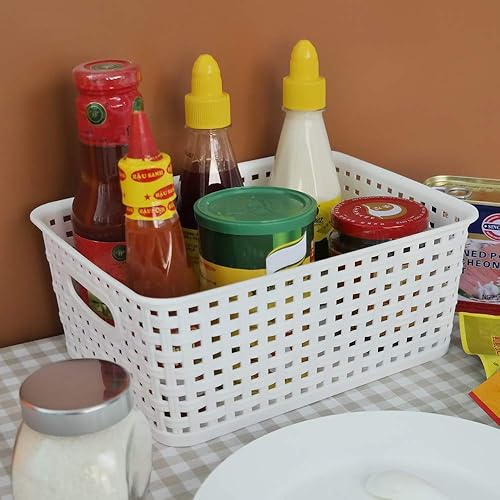 Miniatura 5 de Kiddream Juego de 6 cestas de almacenamiento de tejido de plástico (blanco)