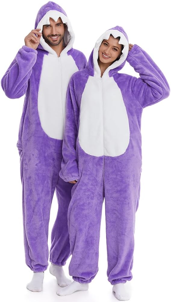 HSCTEK Adult Luxury Double-sided Flannel Shark Onesies with Hoodie(One set for single one) - Image 4