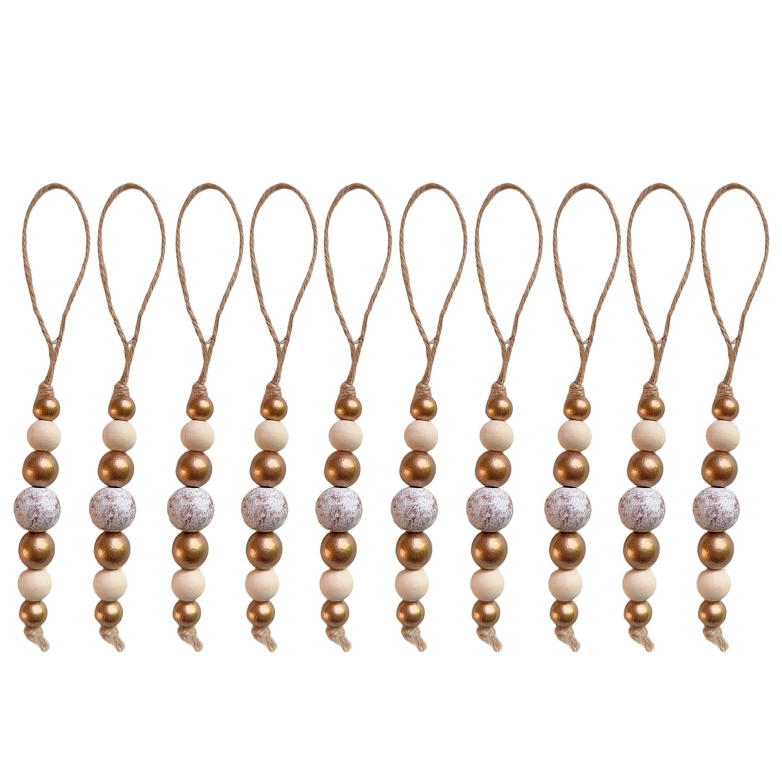 hogtnd 10 Pieces Wooden Beads Christmas Ornaments with Rope for Indoor Outdoor Christmas Decoration Bead Decoration