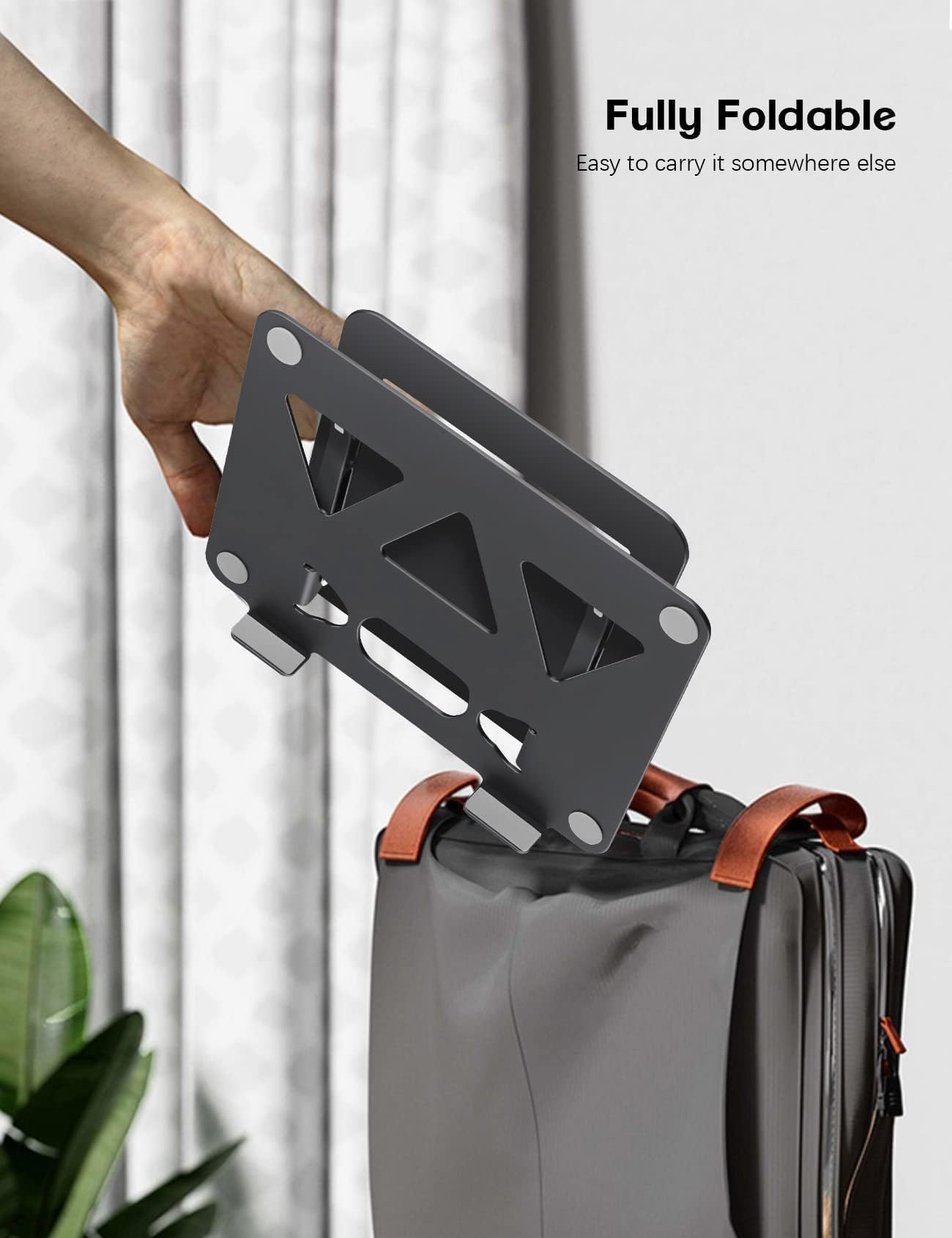 Aoviho Soporte para portátil – Soporte ajustable para computadora portátil – Soporte plegable para computadora portátil MacBook Air Pro HP Lenovo Dell Samsung Chromebook, hasta 17 pulgadas (negro)