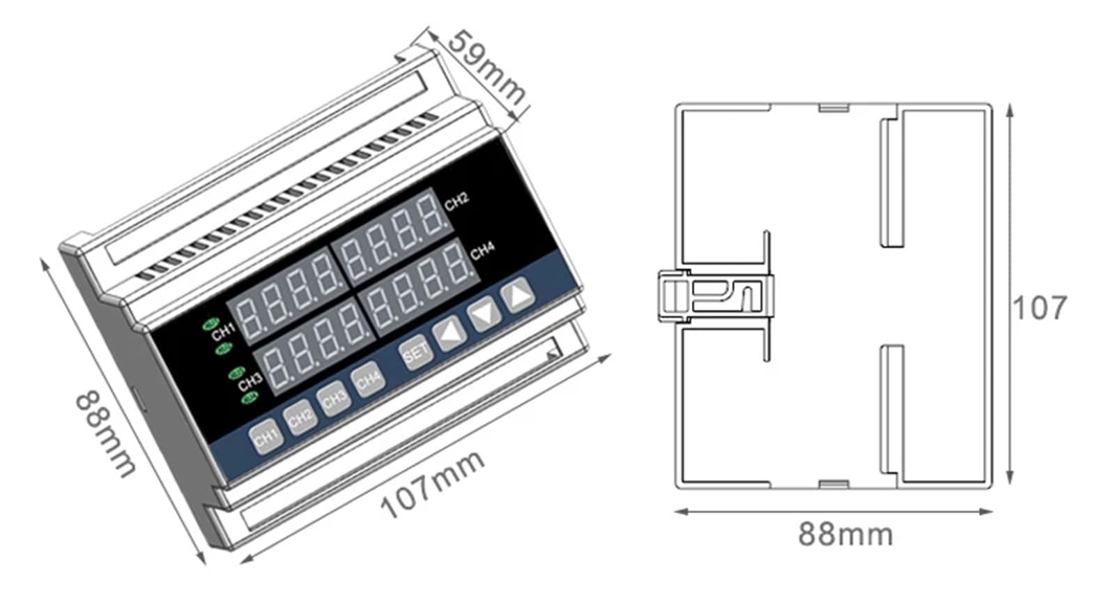 1 Uds. Controlador de temperatura Din tipo 4 vías mide múltiples puntos termostato digital de 4 canales(SSR out with RS485)