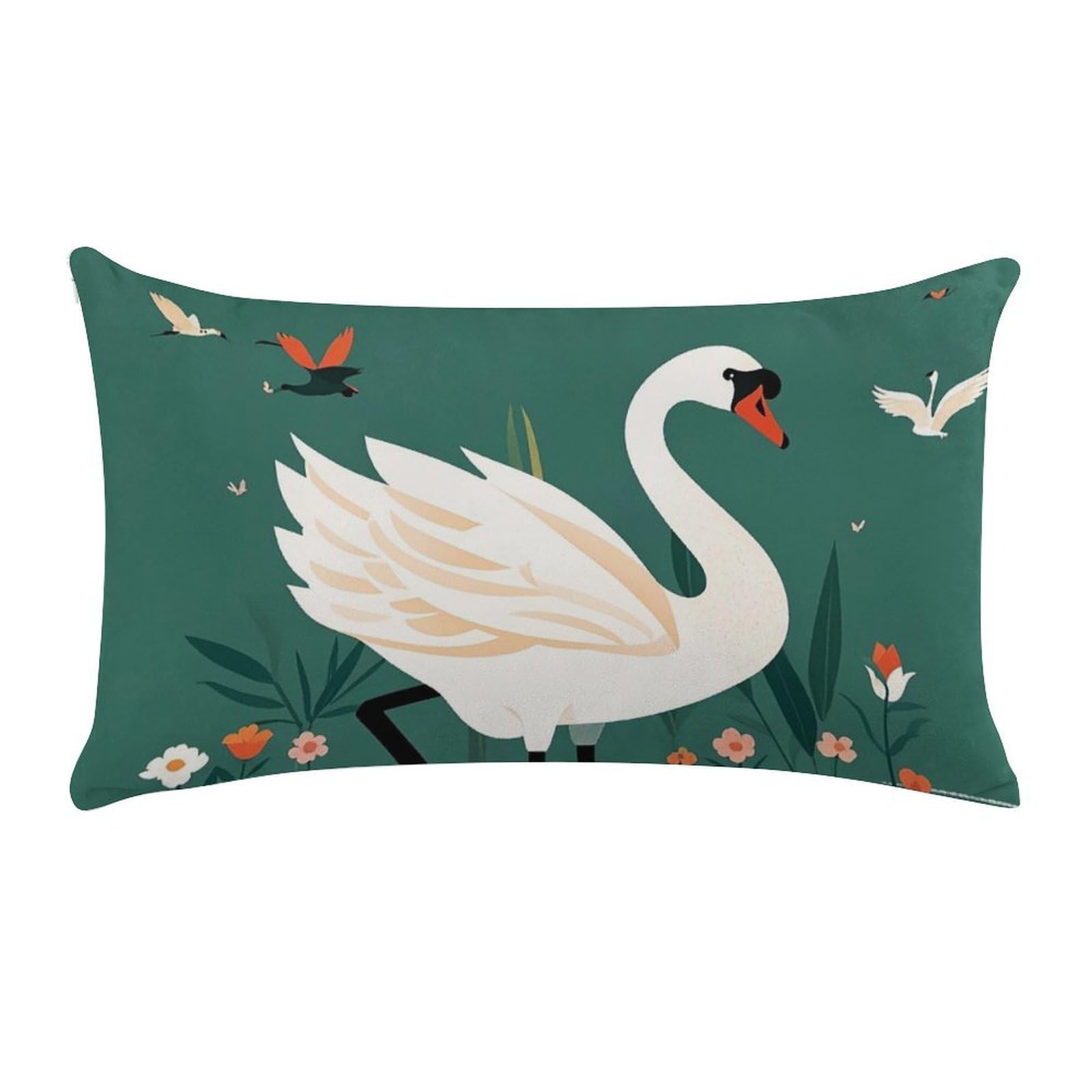 Ancient Flower Swan Pillow Cases for Sofa, Super Soft Plush Pillow Cover with Zipper, Luxury Cozy Pillow Shams for All Seasons, Lightweight Pillowcases for Bedroom, 12" X 20"