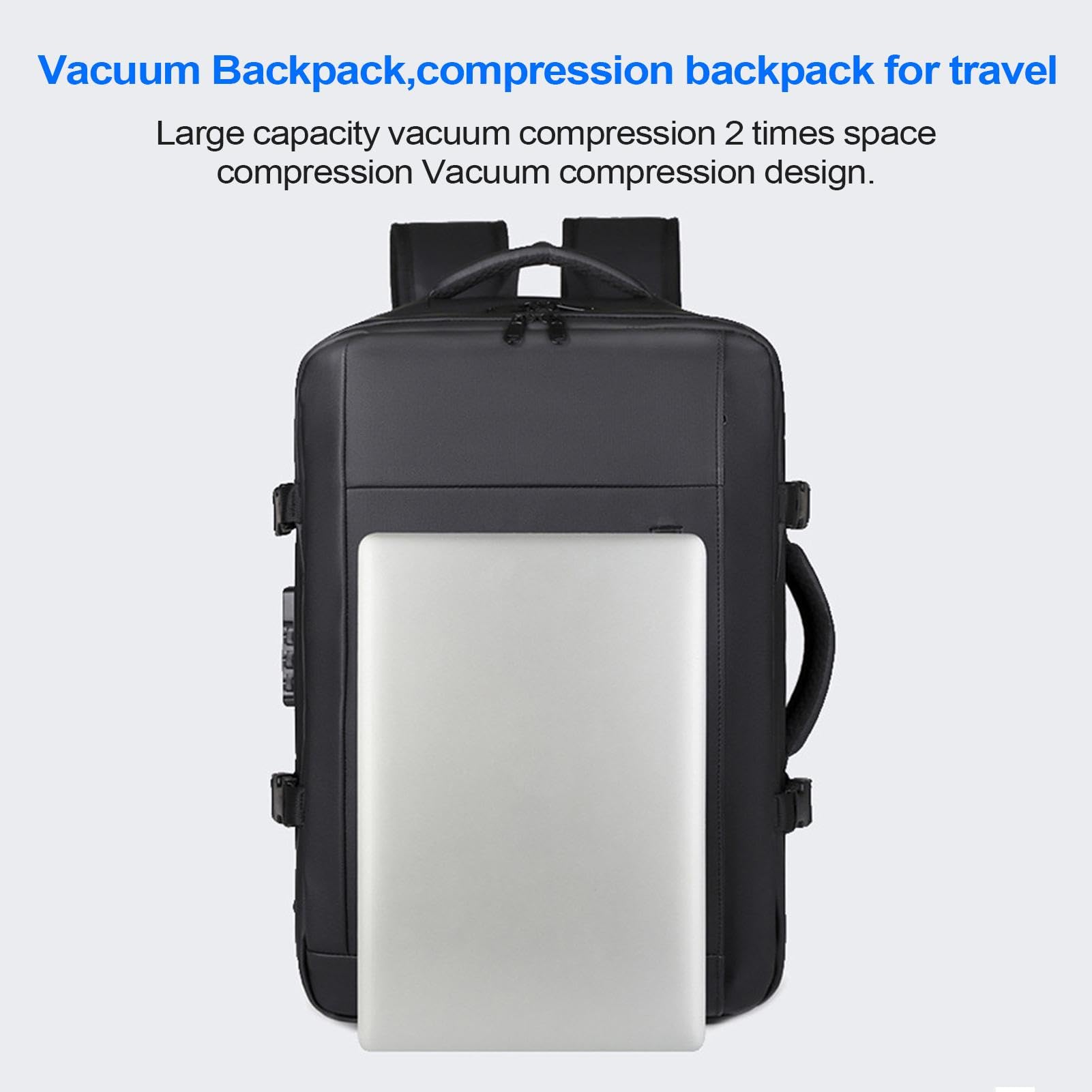 Bolsa de cabina, mochila de viaje al vacío, mochila de compresión al vacío, bolsa de equipaje de mano, mochila de viaje expandible con cerradura, mochila sellada antirrobo para negocios, 1