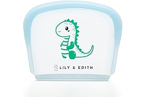 Dinosaur Themed Reusable Silicone Ziplock Bags - Leakproof, Airtight, Safe for Dishwasher, Microwave & Freezer