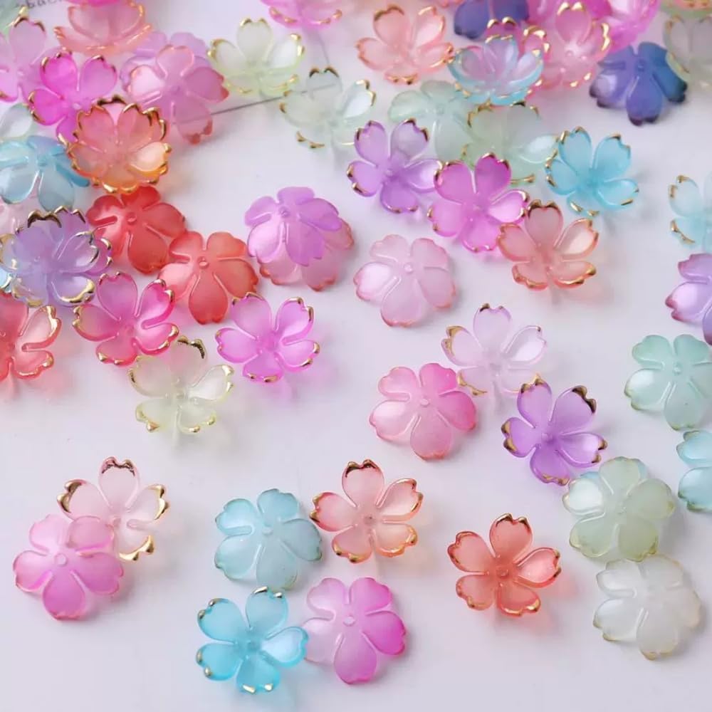 100pcs Acrylic Flower Beads, 19mm Cherry Blossom Plastic Gradient Flower Spacer Beads for DIY Crafts Bracelet Necklace Earrings Jewelry Making(Blue Purple) - Image 6