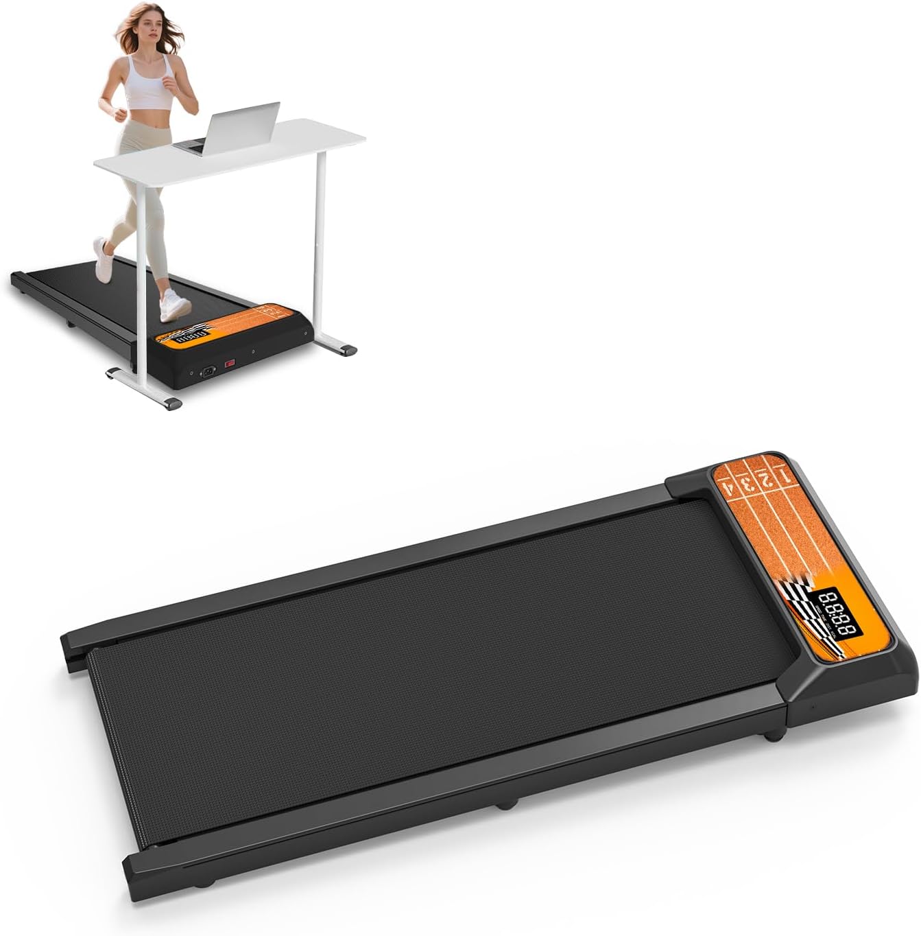 Walking Pad with Incline, CYCLERADE Incline Treadmills for Home, 2.5 Hp with Maximum Capacity of 265 Lbs Small Treadmills for Home & Office with Remote Control (Yellow-Runing)