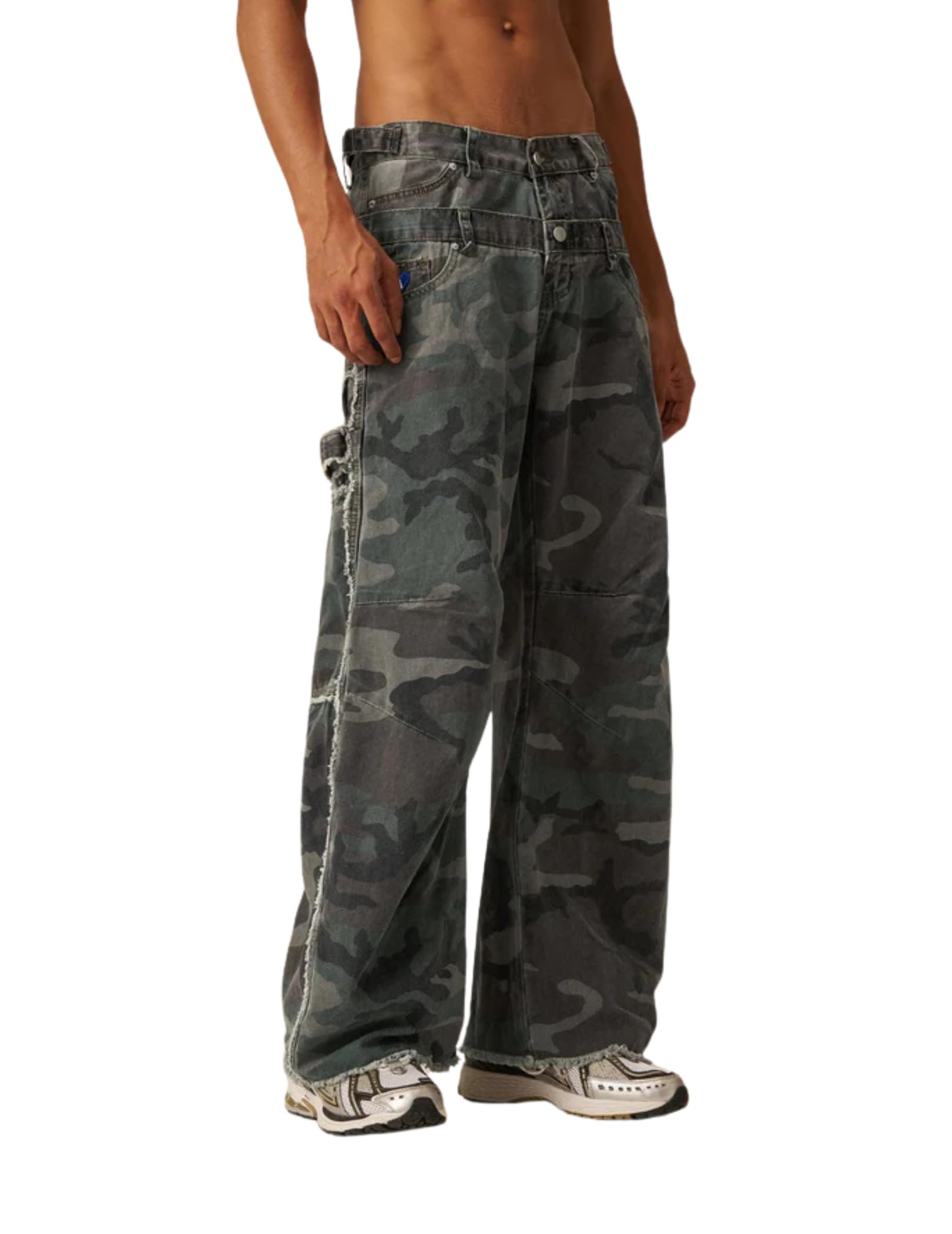 Aelfric Eden Camouflage Double Waist Cargo Baggy Barrel Wide Leg Pants Casual Streetwear Unisex Retro Trouser with Pockets