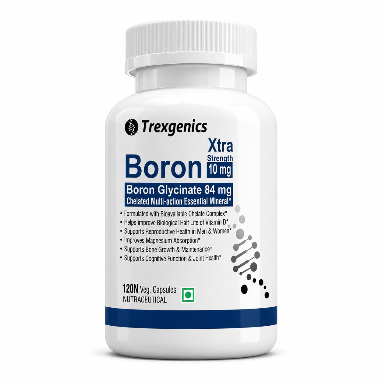 Trexgenics Boron 10 mg XTRA STRENGTH from Boron Glycinate Multi-action Mineral, Bone, Cognitive Function, Reproductive & Joint Health ((60 Veg Capsules)-image-15