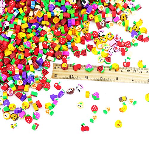 PRALB 1000PCS Miniature Assorted Vegetables Fruit Collection Pencil Erasers, Adorable Vegetables Fruit Designs Won't Smudge Or Tear Paper,Eraser Caps Style Great for Homework Rewards, Party Favors