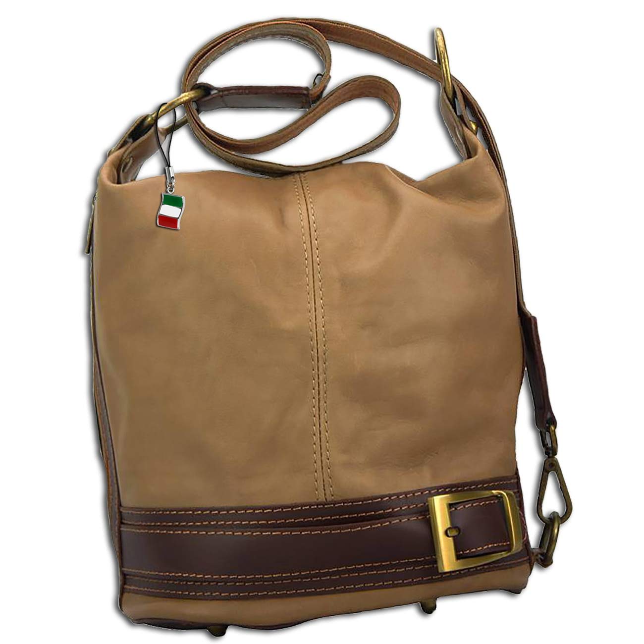 Sac à dos cuir véritable Florence OTF104C petit format taupe