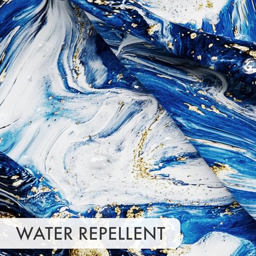 Image of AmazerBath Shower Curtain Blue, Marble Fall Fabric Shower Curtain Sets with 12 Shower Curtain Hooks, Luxury Quality Home Hotel Washable Farmhouse Cloth Shower Curtains for Bathroom Decor, 72x72 Inches